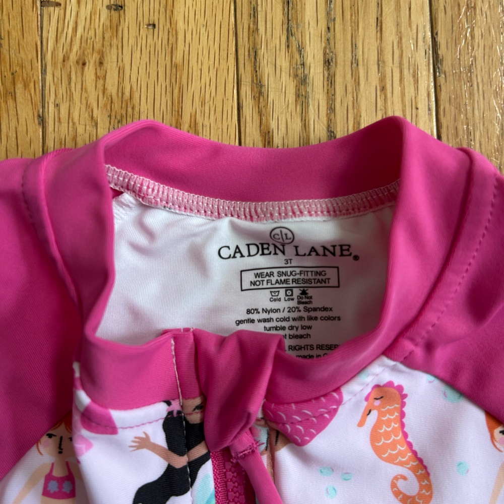 Caden Lane Long Sleeve Rash Guard with Ruffle Bottom- Mermaid - Picture 3 of 4